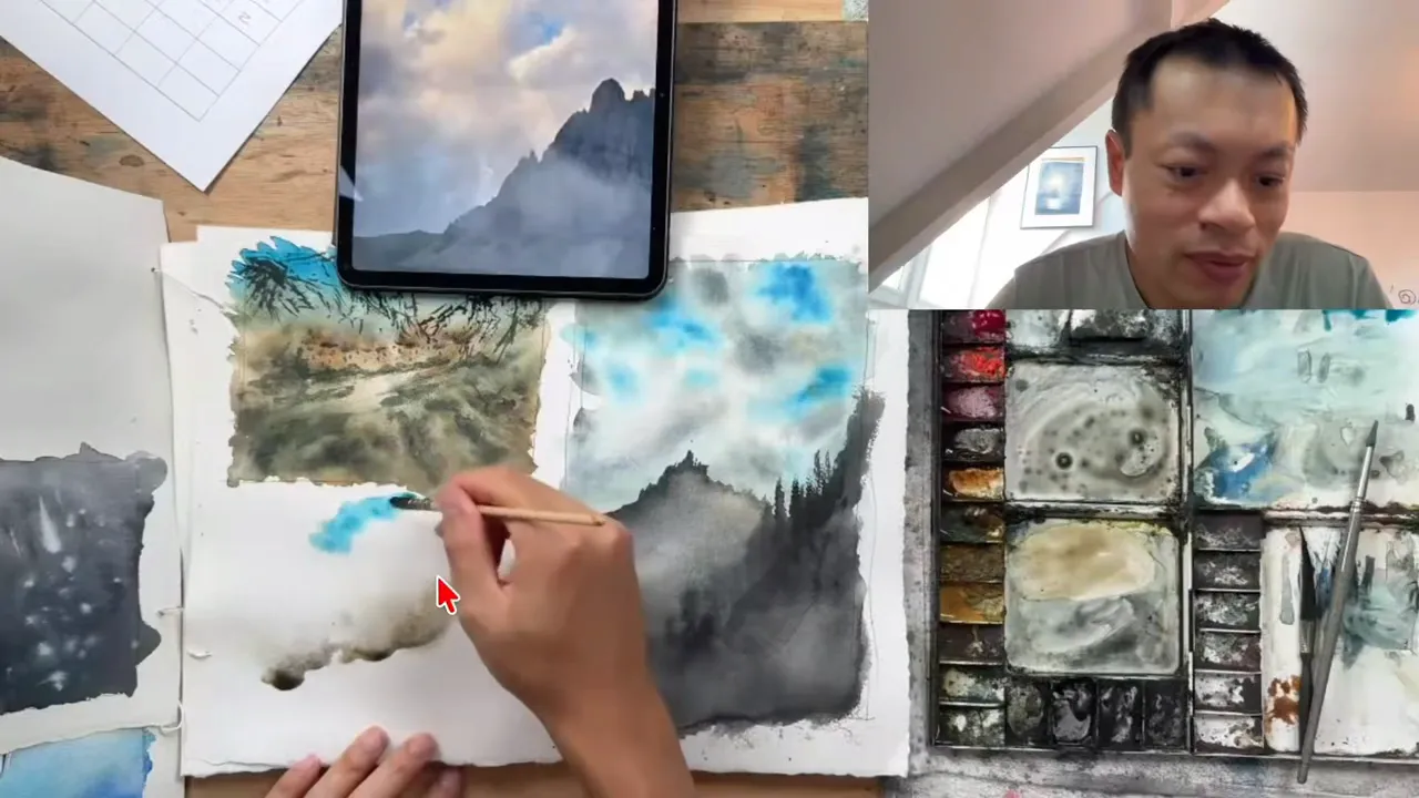 Adding blue around the cloud in negative painting so it pops