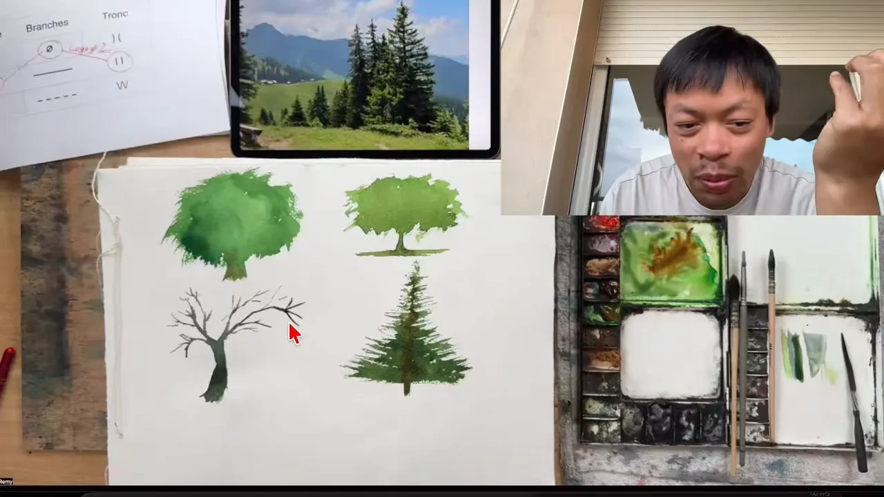 Atelier Sublime Forêt : arbres simples, dont un arbre nu pour les branches