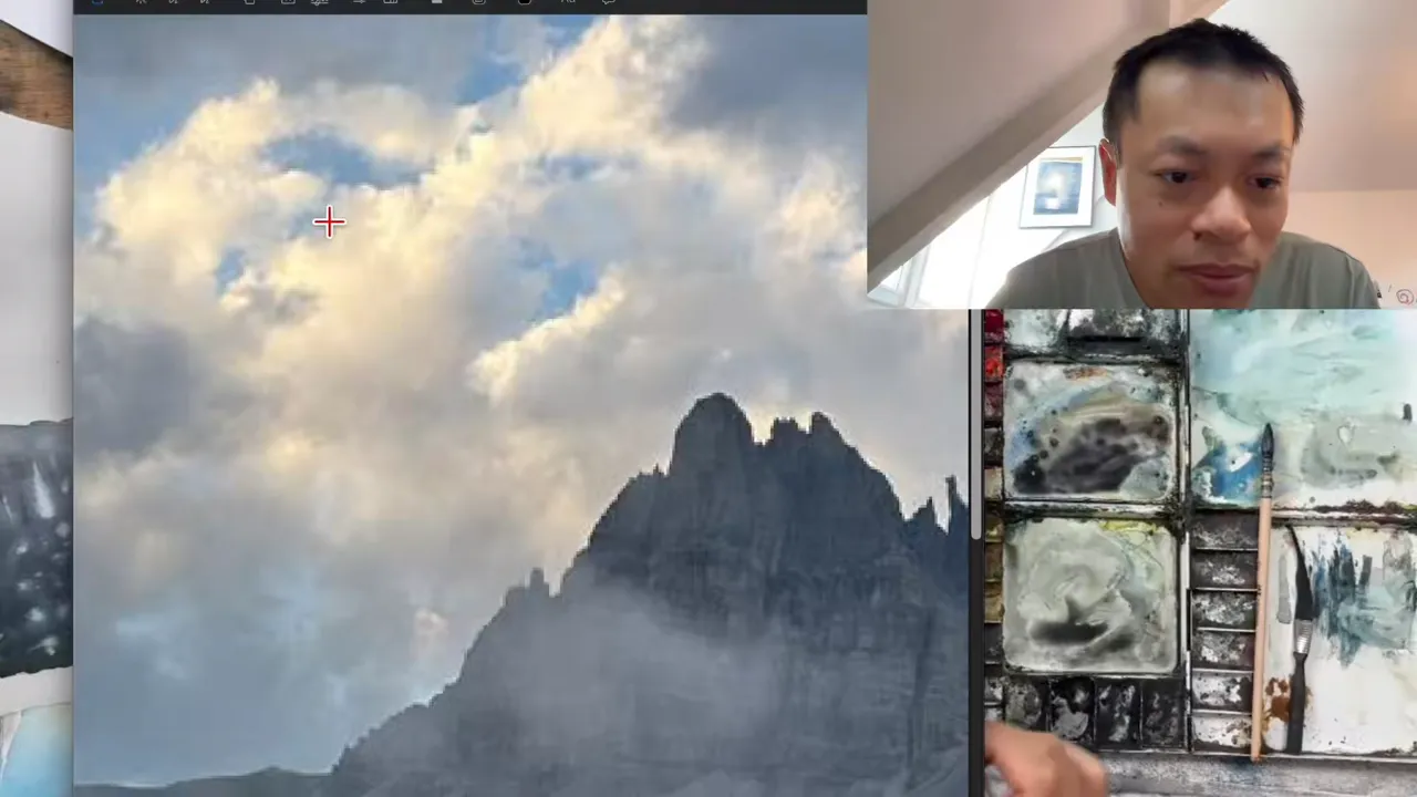 Zoom sur le nuage de la photo, où la lumière est plus chaude