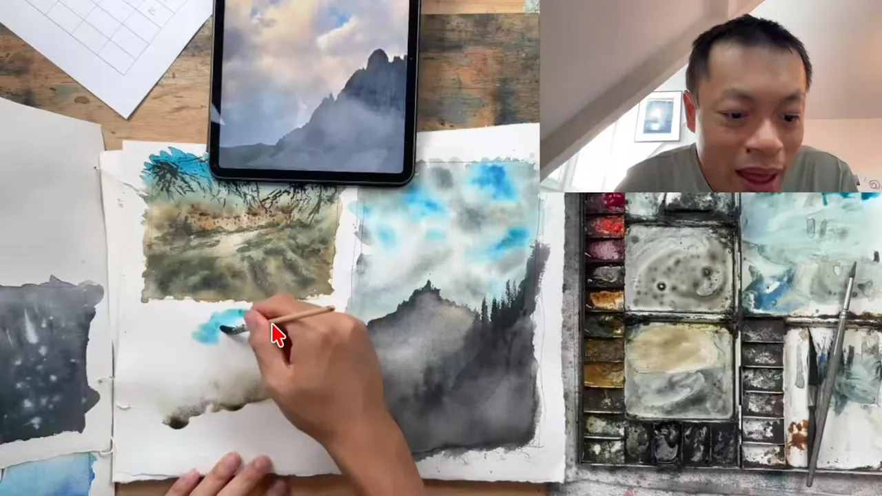 Le bleu peint le nuage en négatif autour des couleurs chaudes