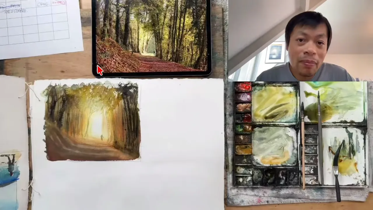 Une forêt peinte à partir de la photo d'une élève