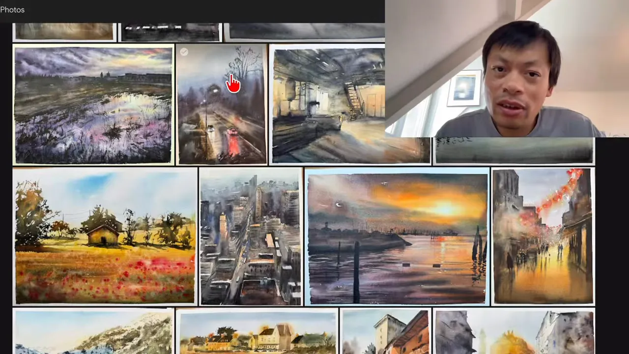 Des aquarelles aux couleurs vives à côté d'ambiances plus sourdes
