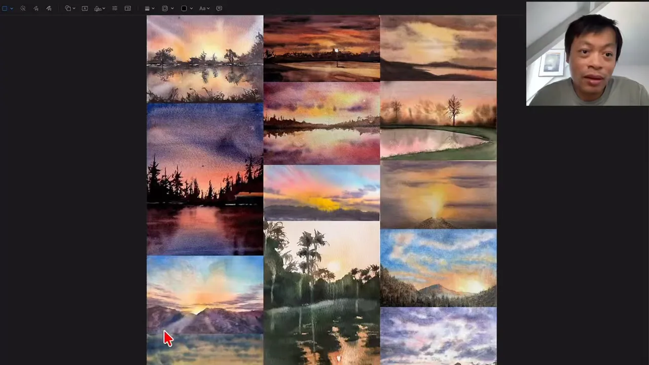 Aquarelles d'élèves peintes d'après leurs propres photos, sans tutoriel