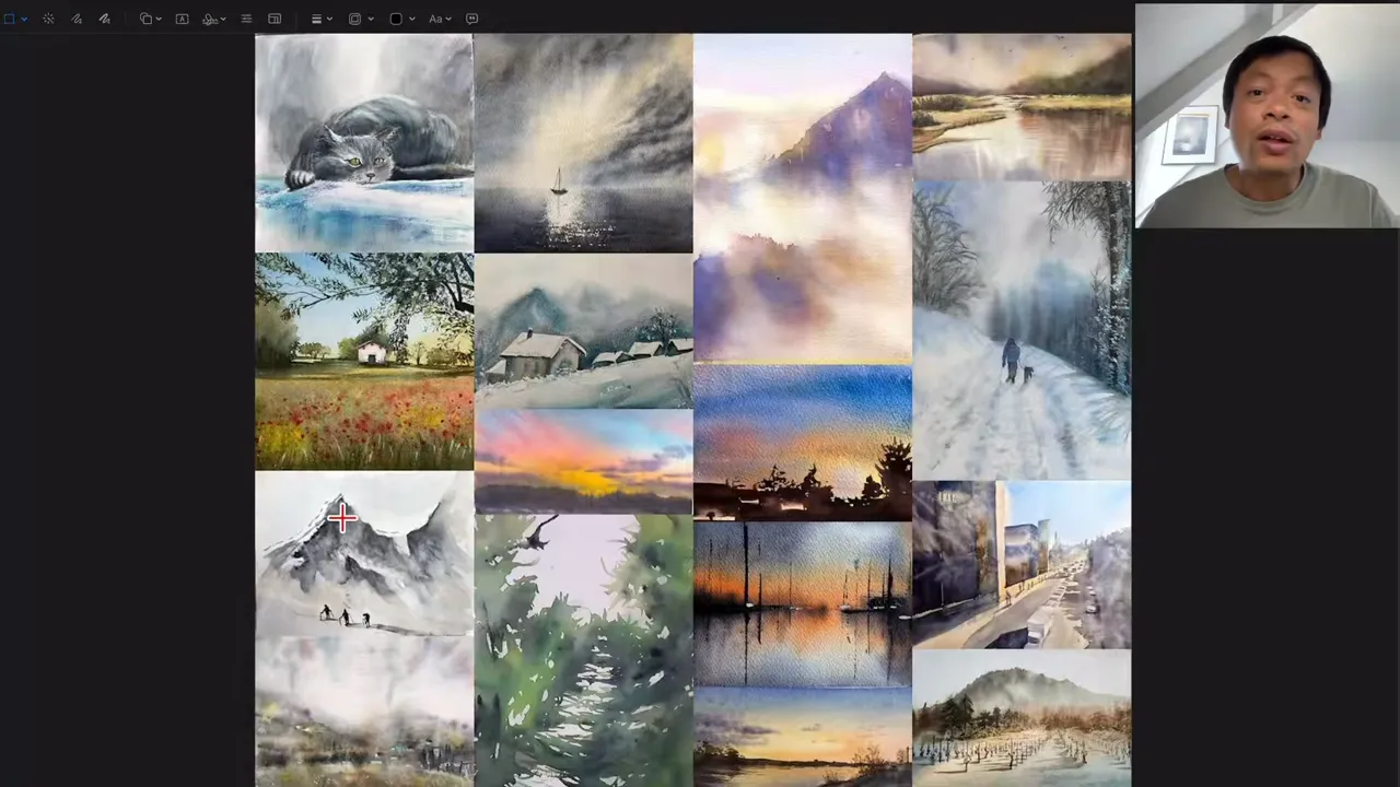 Students' watercolors, painted without tutorials, each in their own style.