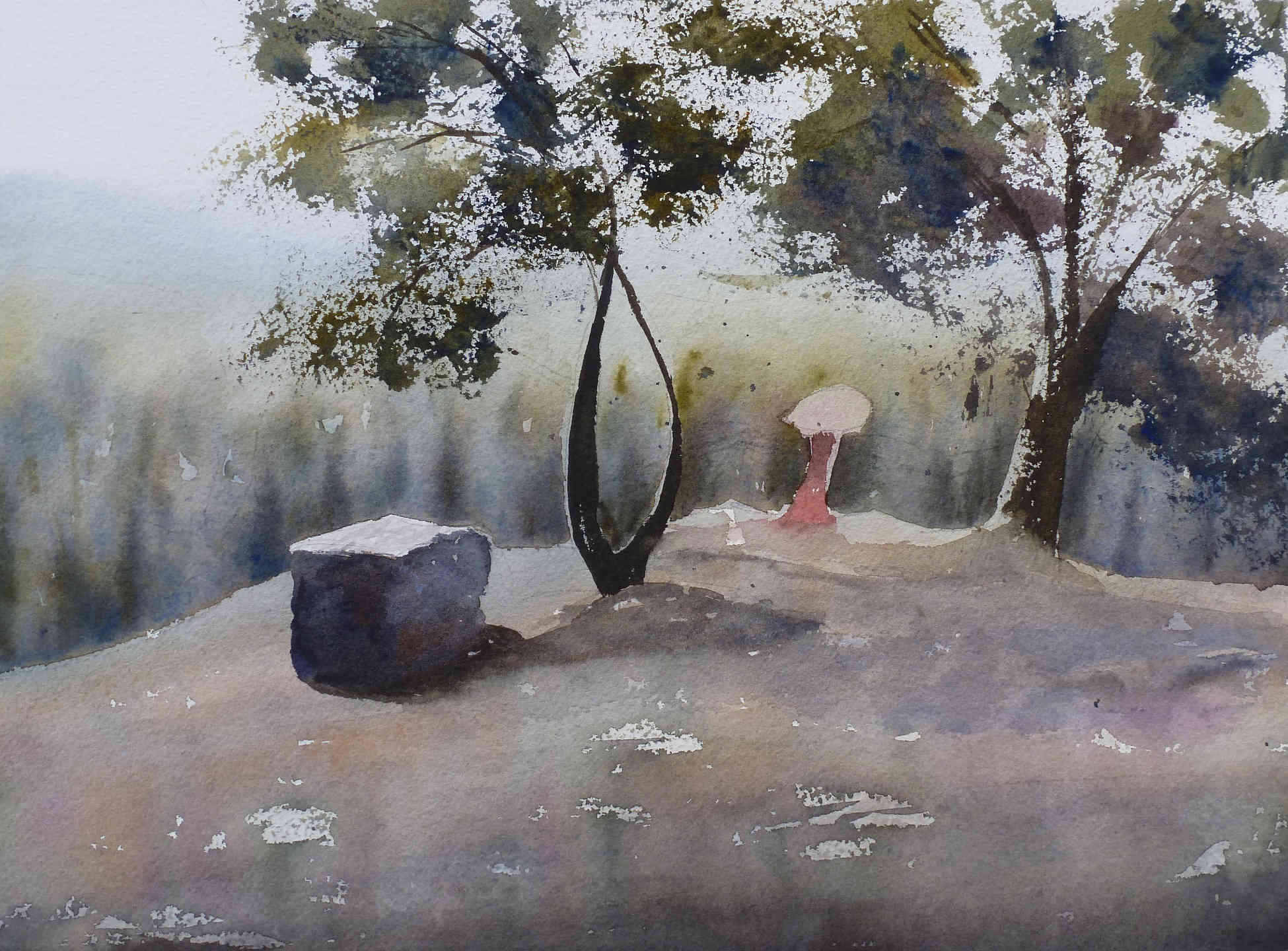 Watercolor landscape Germany Lorelei remylach